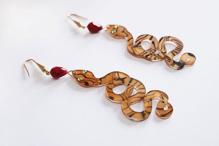 Snake Earrings Halloween Brooch by Laliblue