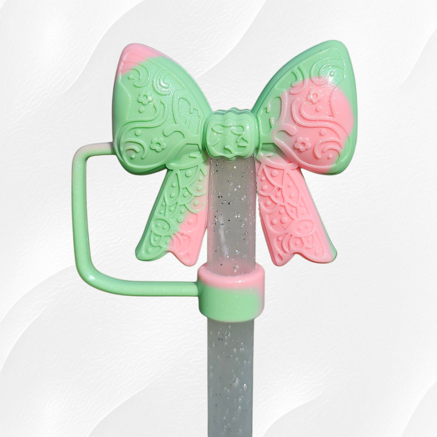 Paisley Princess 3D BOW Silicone Straw Topper | Watermelon Shimmer