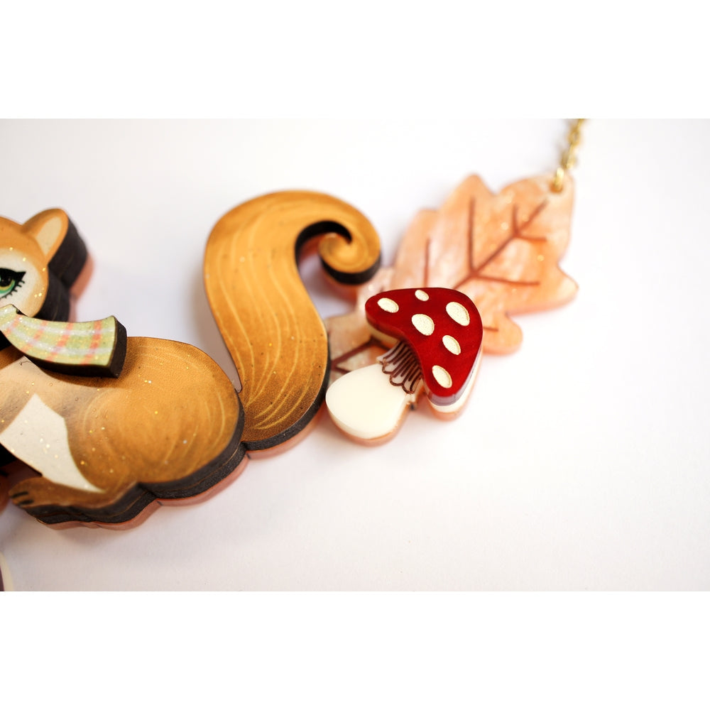 Squirrel with Mushrooms Necklace by Laliblue