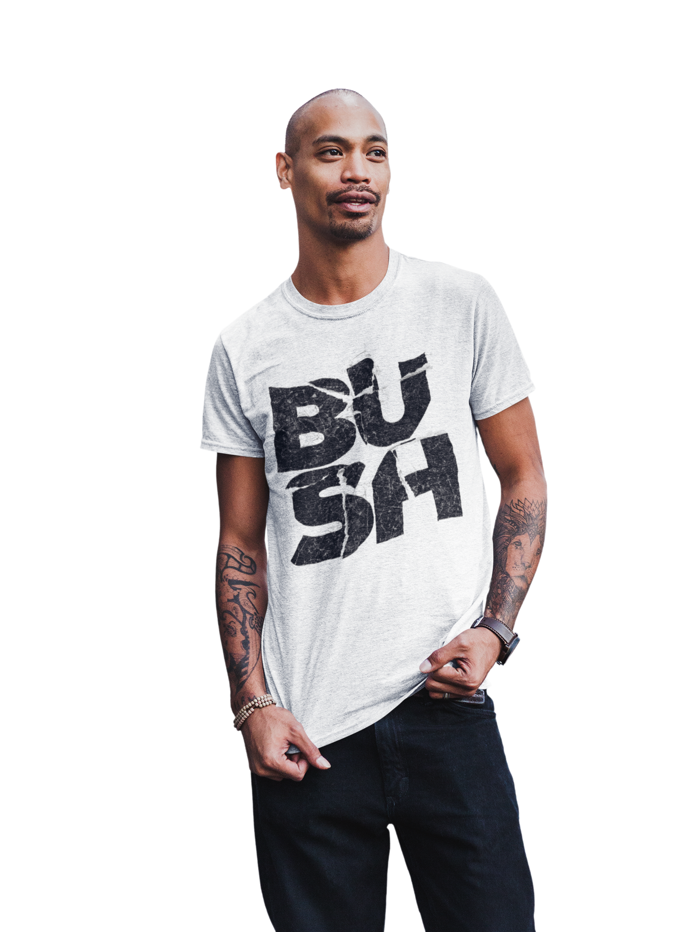 Stakes Bush Stacked Logo Jumbo Print T-Shirt [Apparel]
