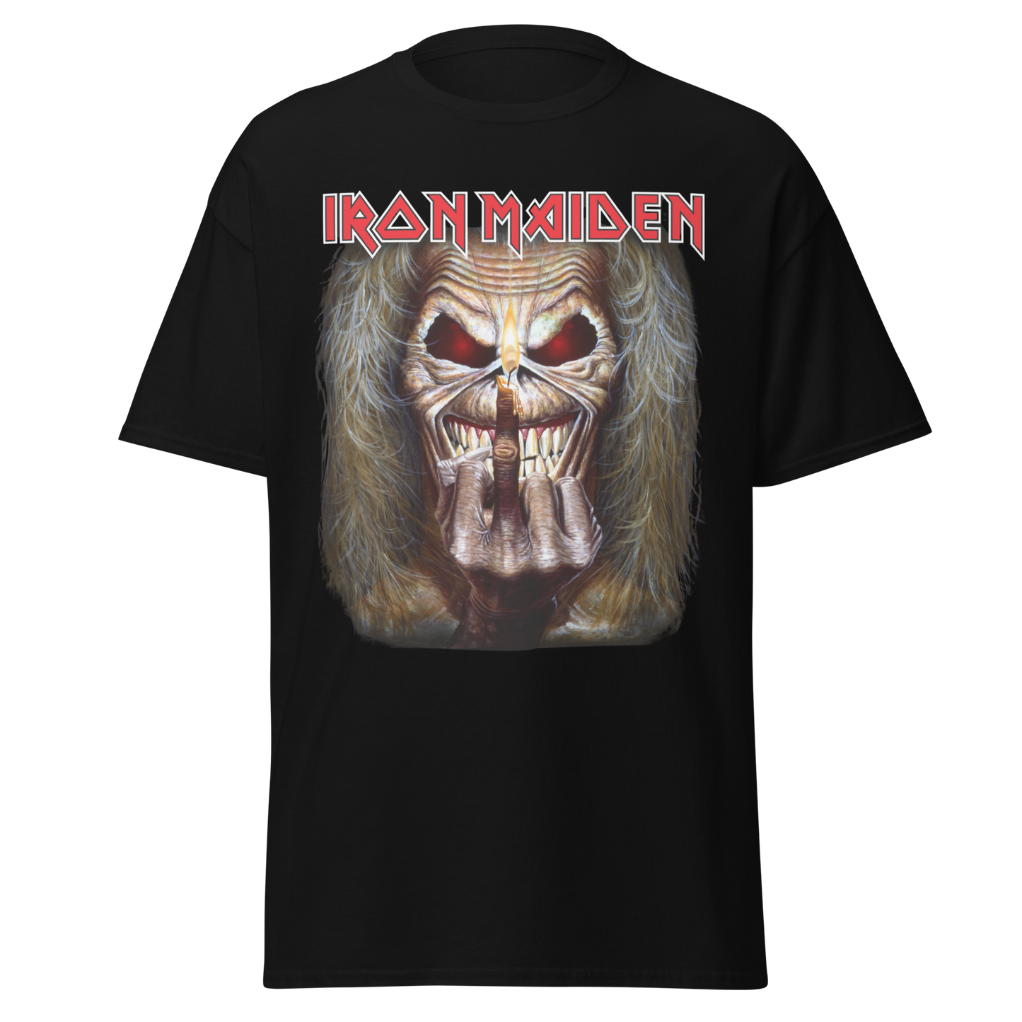 Stakes Iron Maiden Candle Finger Jumbo Print T-Shirt [Apparel]