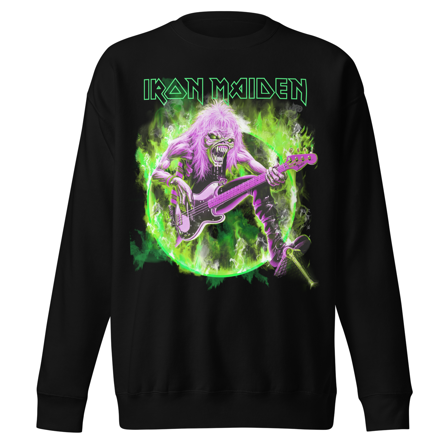 Stakes Iron Maiden Green Guitar Jumbo Print Sweatshirt [Apparel]