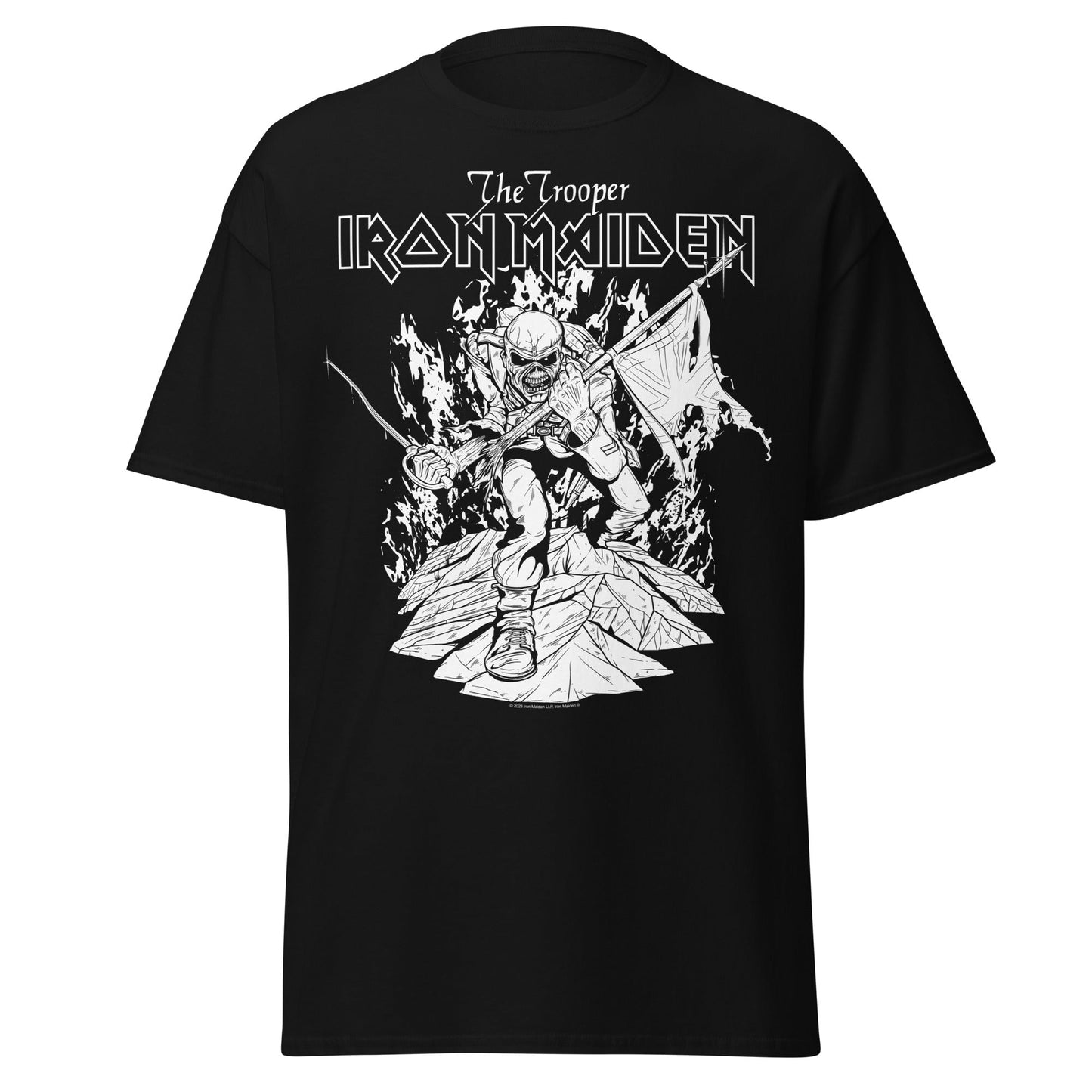 Stakes Iron Maiden - Trooper Black and White Jumbo Print T-Shirt [Apparel]
