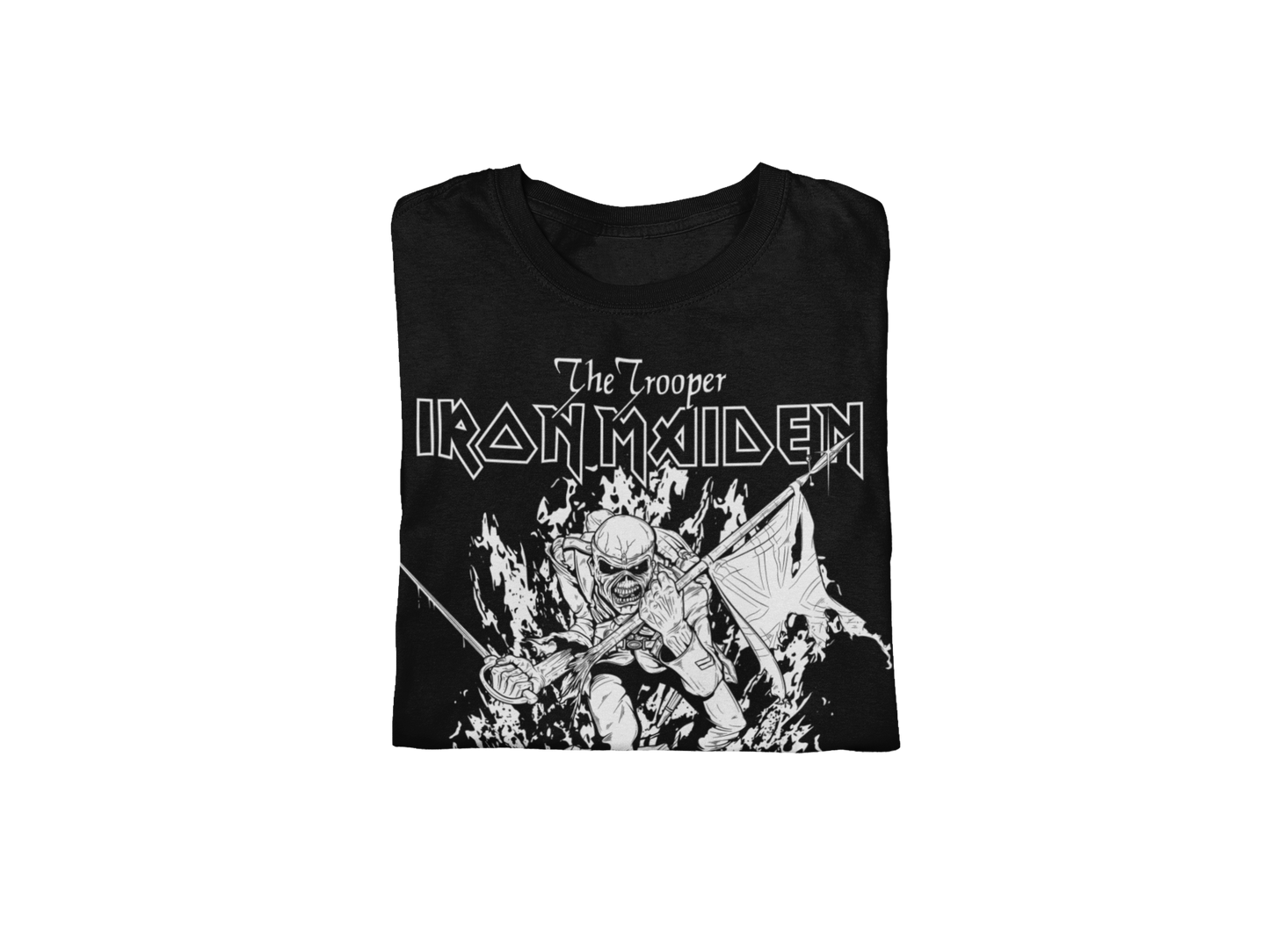Stakes Iron Maiden - Trooper Black and White Jumbo Print T-Shirt [Apparel]