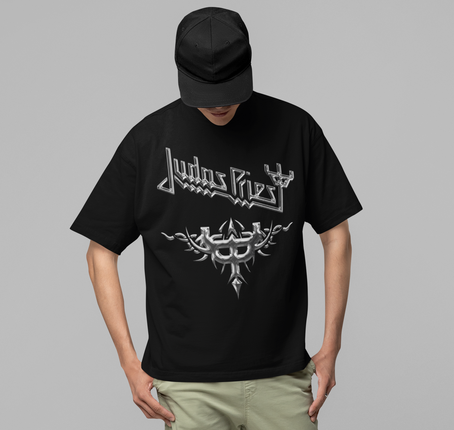 Stakes Judas Priest - Liquid Metal Logo Jumbo Print T-Shirt [Apparel]