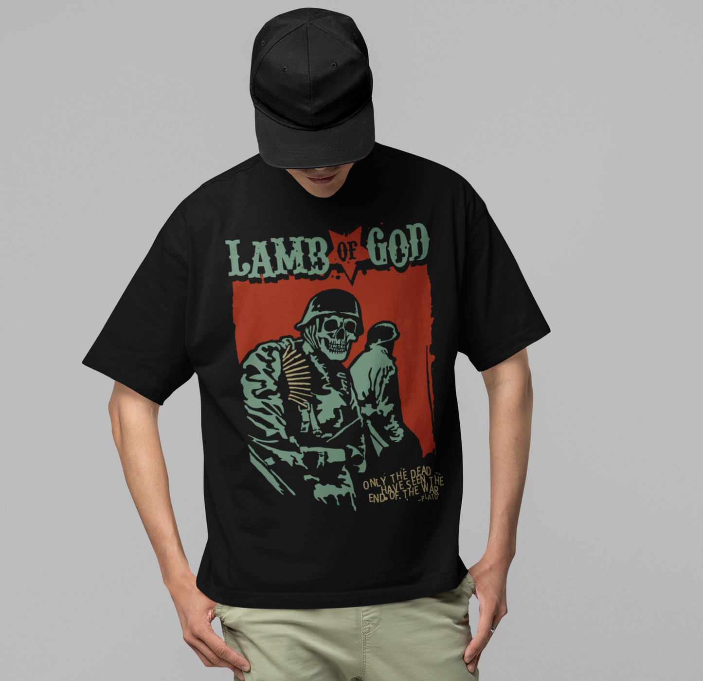 Stakes Lamb Of God - Skeleton Army Plato Quote Jumbo Print T-Shirt [Apparel]