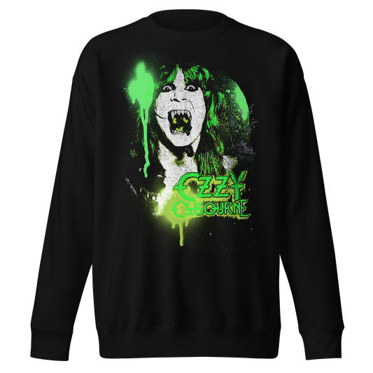 Stakes Ozzy Osbourne Green Screaming Jumbo Print Sweatshirt [Apparel]