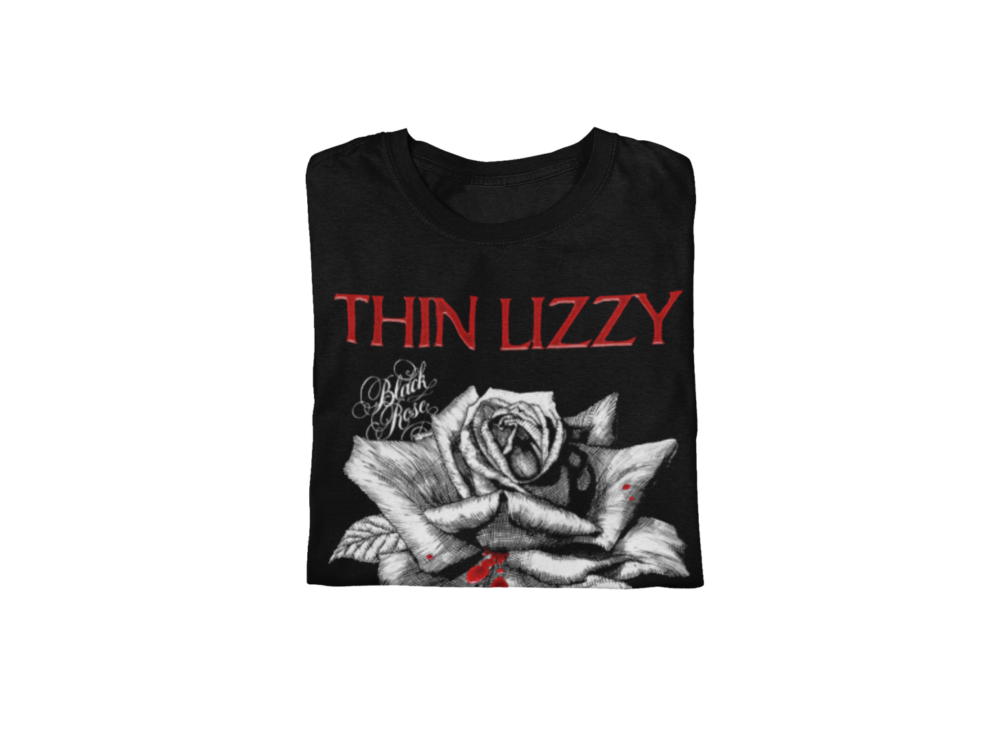 Stakes Thin Lizzy - Black Rose Jumbo Print T-Shirt [Apparel]