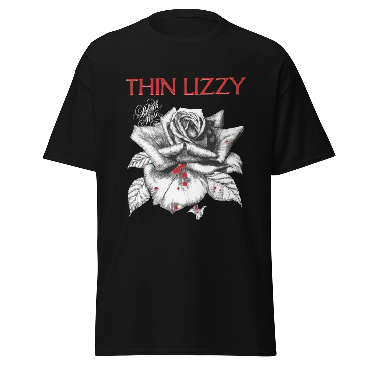 Stakes Thin Lizzy - Black Rose Jumbo Print T-Shirt [Apparel]