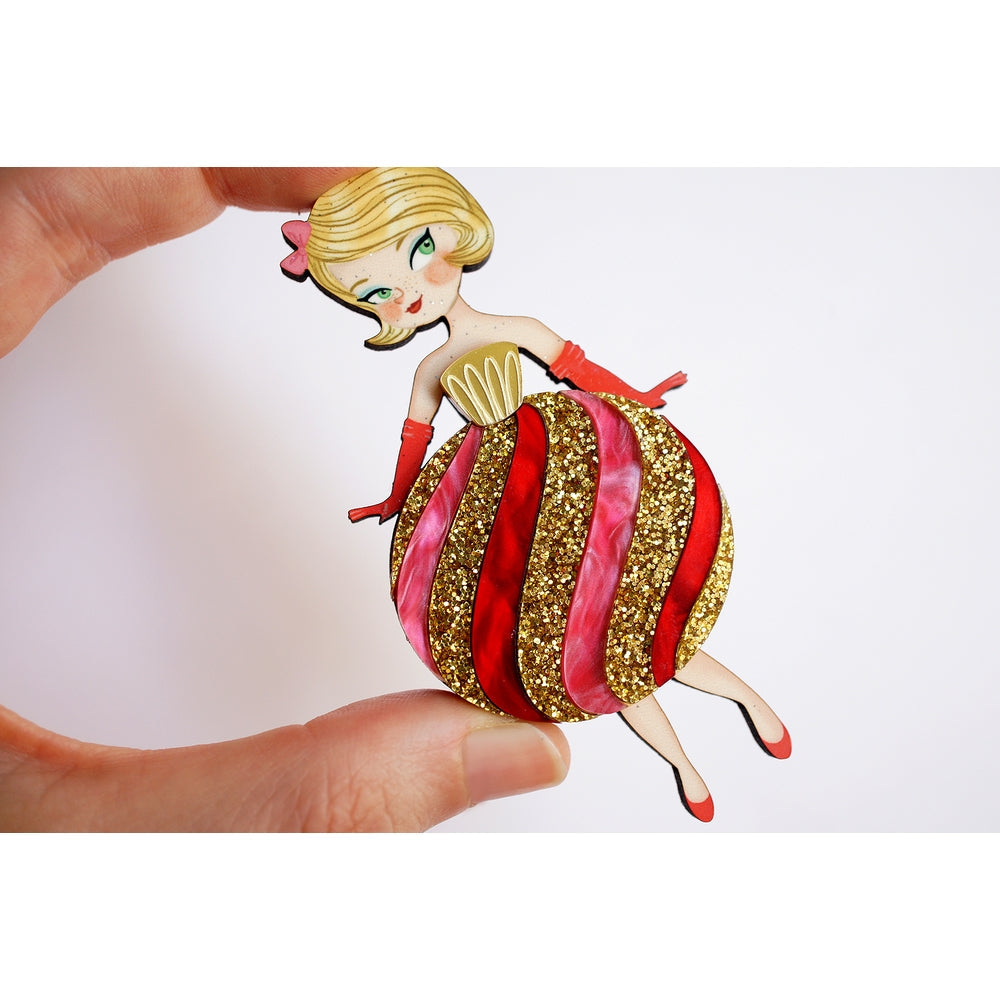 Striped Christmas Lady Ornament Brooch by Laliblue