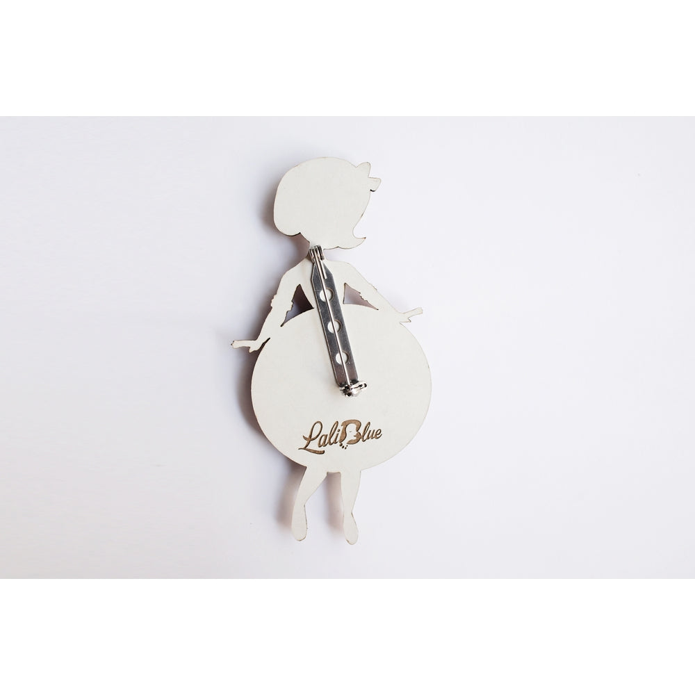 Striped Christmas Lady Ornament Brooch by Laliblue