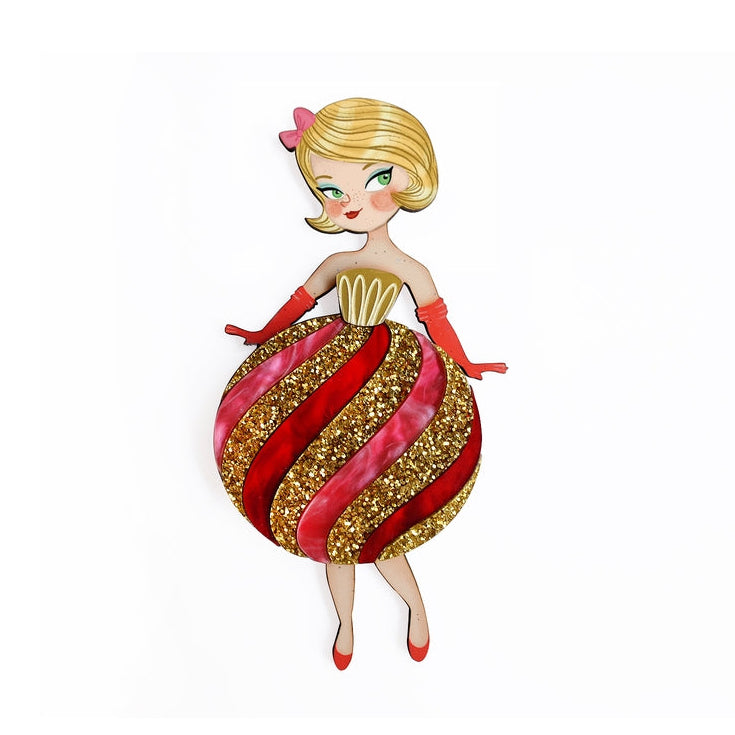 Striped Christmas Lady Ornament Brooch by Laliblue