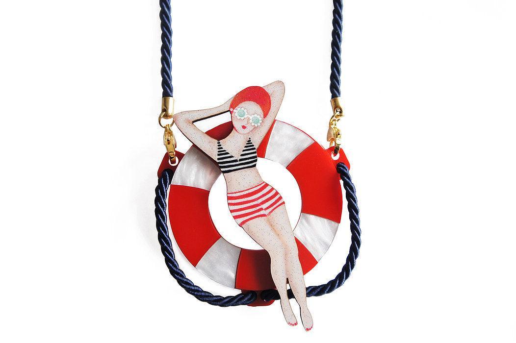 Sun Bather Pin Up Inspired Brooch and Necklace by Laliblue