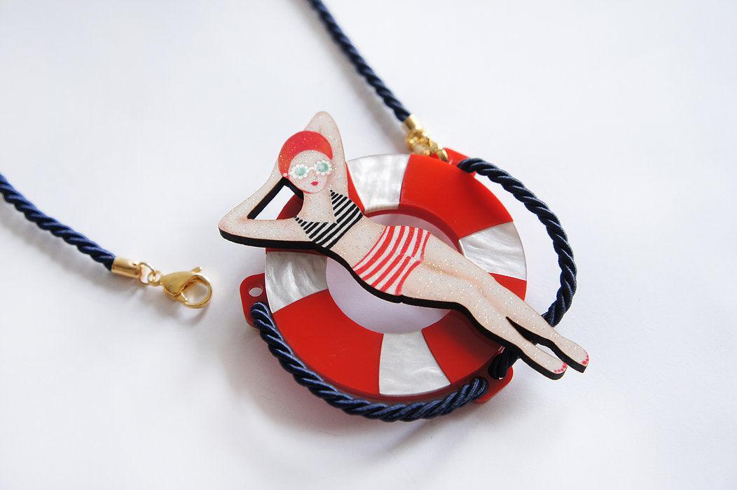 Sun Bather Pin Up Inspired Brooch and Necklace by Laliblue