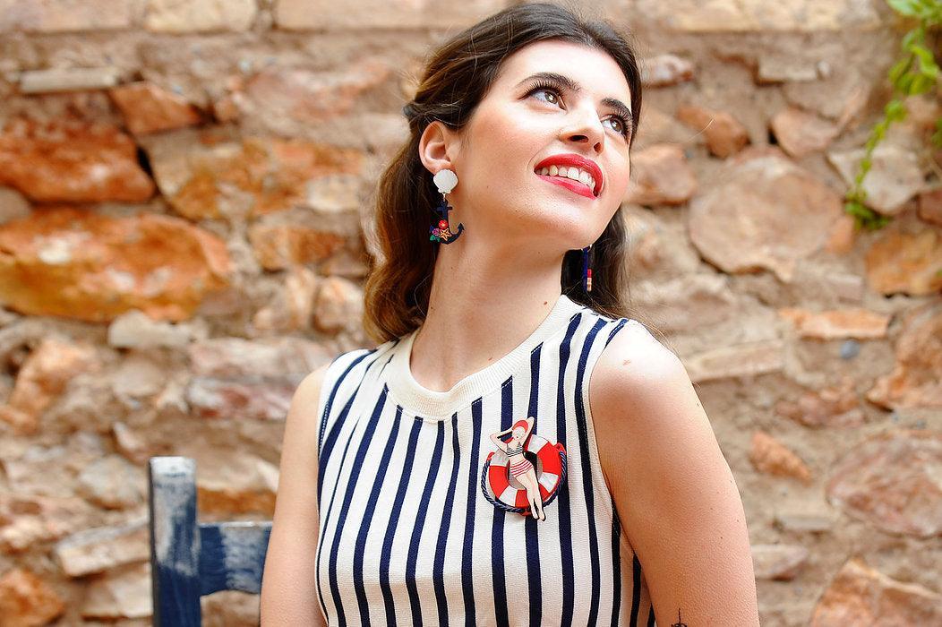 Sun Bather Pin Up Inspired Brooch and Necklace by Laliblue