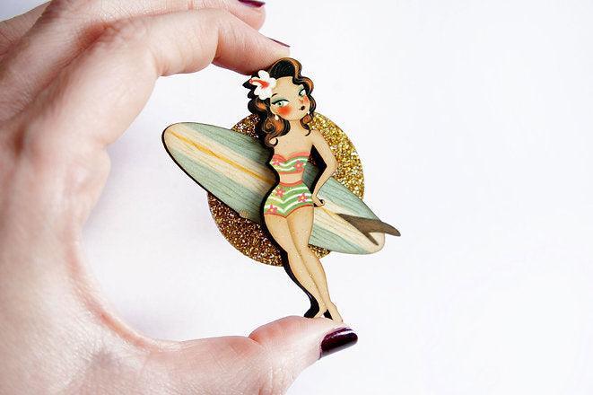 Surfer Girl Brooch by Laliblue