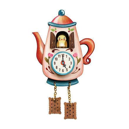 Teapot Clock Brooch by Laliblue