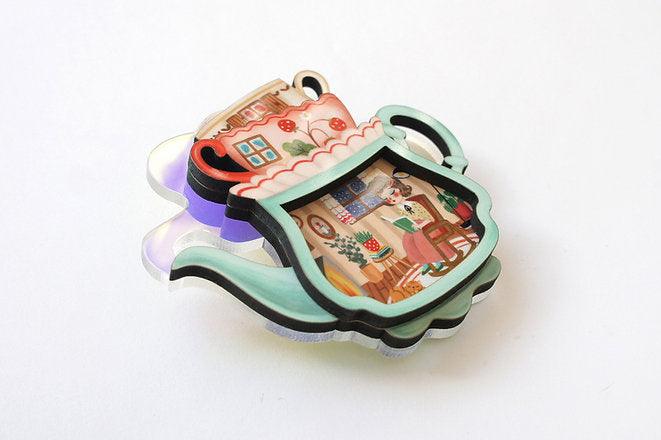 Teapot House Brooch by Laliblue