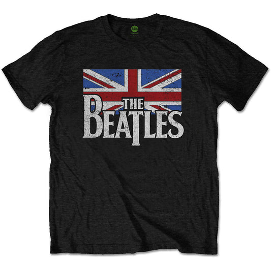 The Beatles Drop T Logo & Vintage Flag [T-Shirt]
