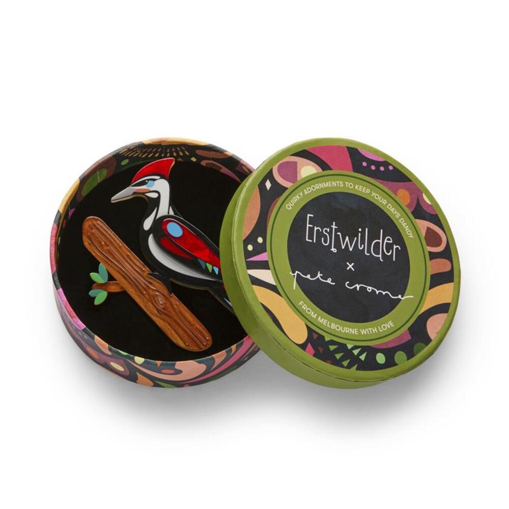 The Persistent Pileated Woodpecker Brooch by Erstwilder