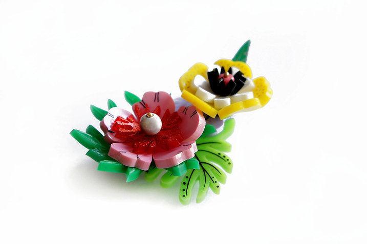Tropical Flowers Brooch by Laliblue