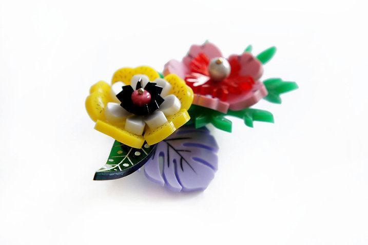 Tropical Flowers Brooch by Laliblue