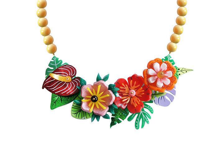 Tropical Flowers Necklace by Laliblue