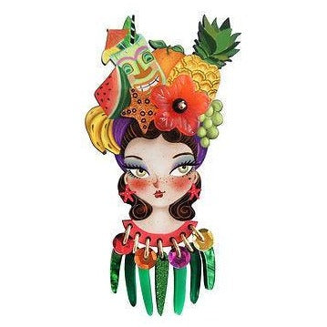 Tropical Tiki Girl Brooch by Laliblue