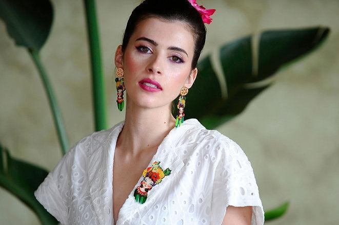 Tropical Tiki Girl Earrings by Laliblue