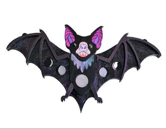 Vampire Bat Statement Necklace PURPLE GALAXY by Cherryloco
