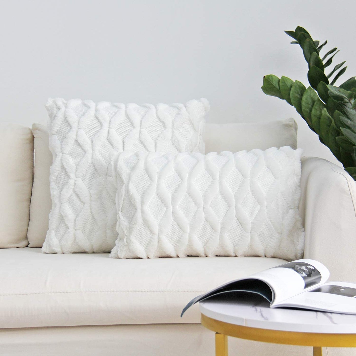 Pack of 2 One 18"x18" with a matching color of one 12"x20" Square and rectangle combo set throw pillow covers with inserts