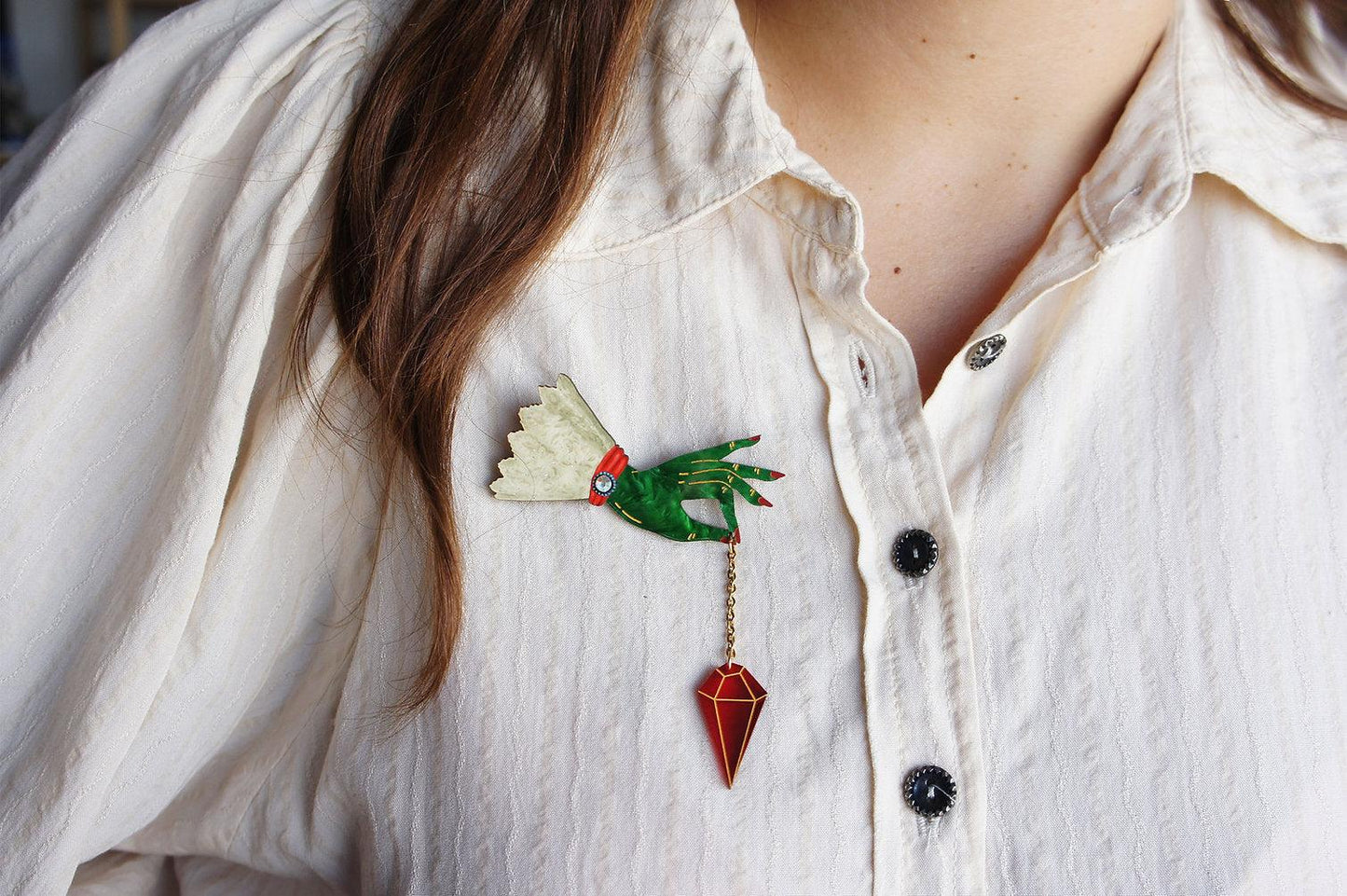 Witch Pendulum Halloween Brooch by Laliblue