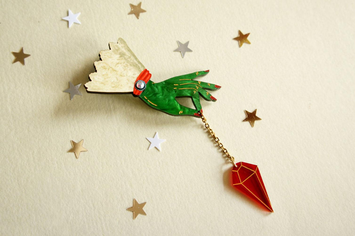 Witch Pendulum Halloween Brooch by Laliblue
