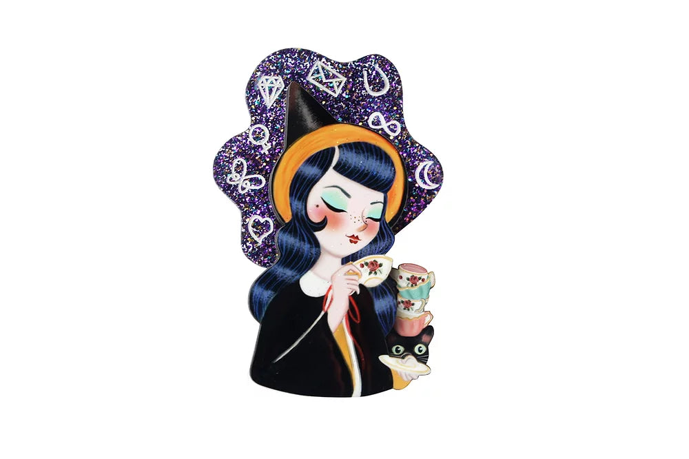 Witch Reading Tasseomancy Brooch by Laliblue