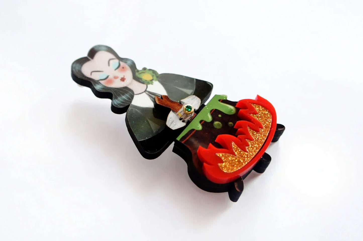Witch with Cauldron Halloween Brooch by Laliblue